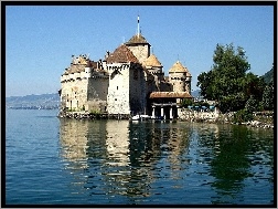 Jezioro, Montreux, Chillon, Zamek, Szwajcaria